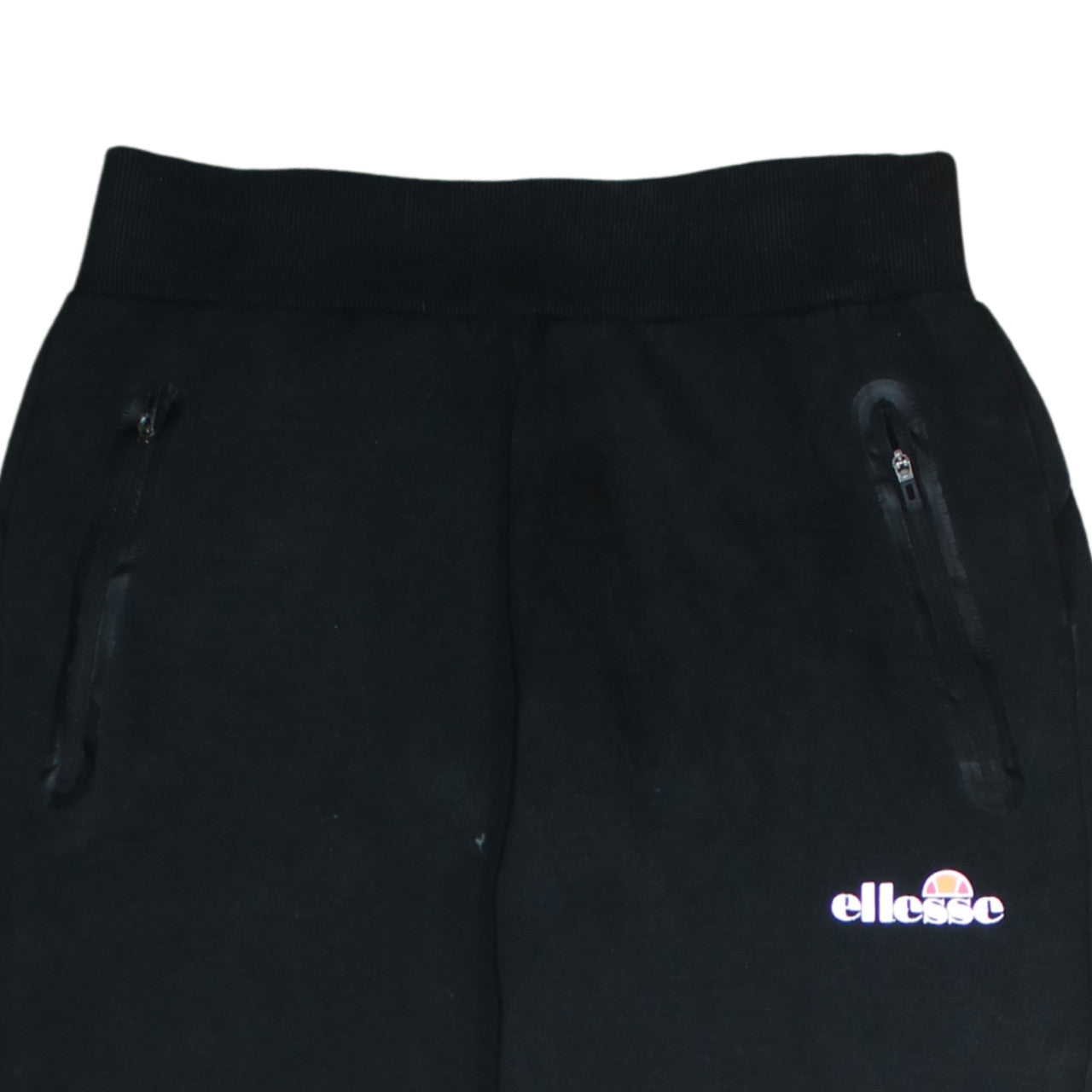 Ellesse Men Black Jogger Trousers L Regular Fleece Logo Zip Pockets
