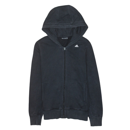 Adidas Womens Black Full Zip Hoodie Medium 12-14 Climalite Sweatshirt