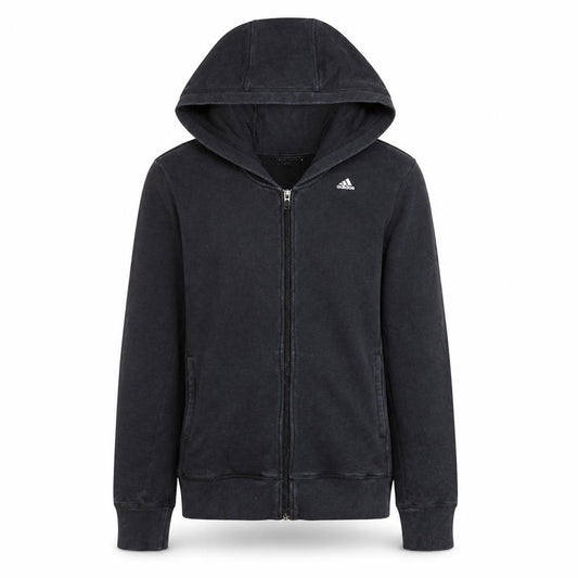 Front view of Adidas women’s black full zip hoodie medium 12-14 climalite sweatshirt