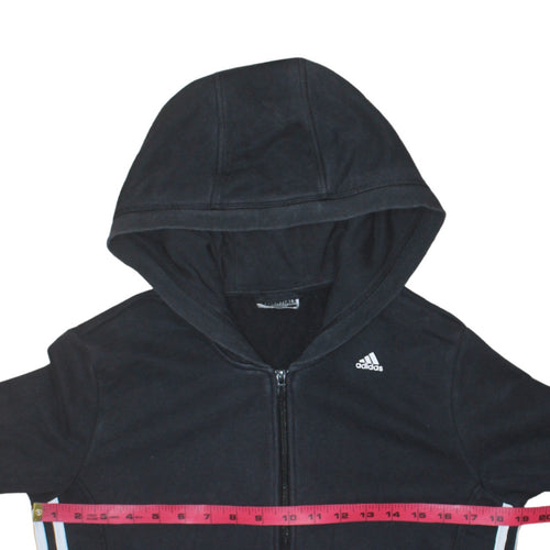 Adidas Womens Black Full Zip Hoodie Medium 12-14 Climalite Sweatshirt