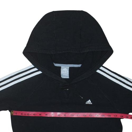 Adidas Women's Black Pullover Hoodie Size 14 with White Stripes
