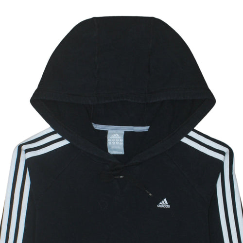 Adidas Women's Black Pullover Hoodie Size 14 with White Stripes