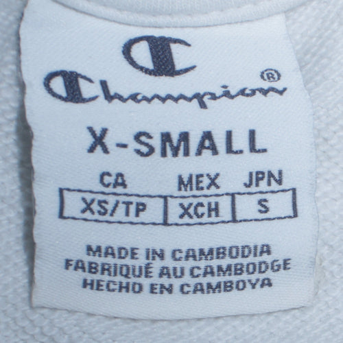 Champion Womens White XS Crew Neck Pullover Sweatshirt