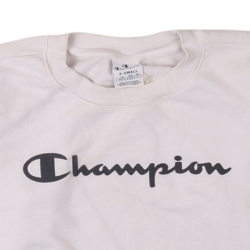 Champion Womens White XS Crew Neck Pullover Sweatshirt