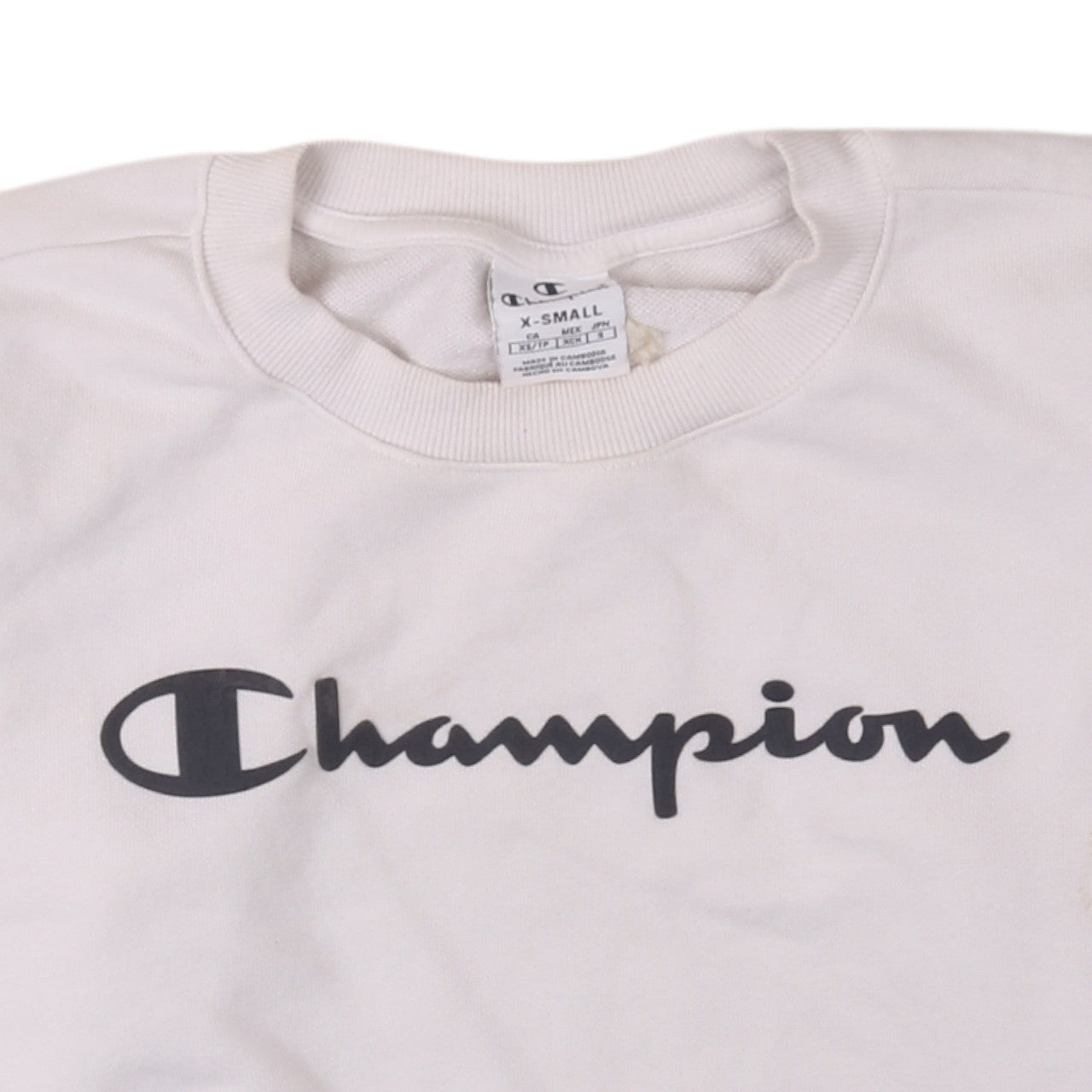 Champion Womens White XS Crew Neck Pullover Sweatshirt