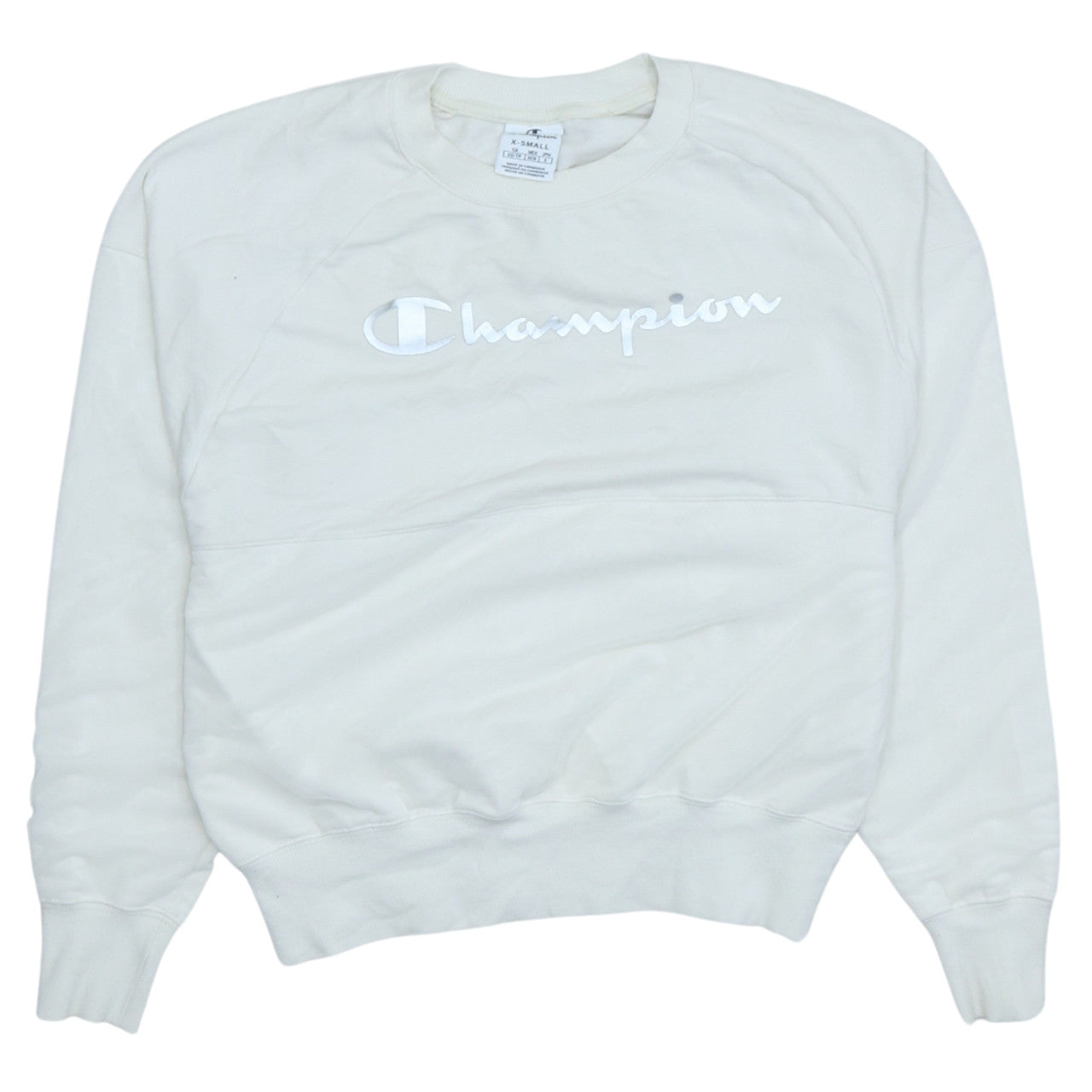 Champion Womens Ivory XS Pullover Sweatshirt with Logo Embroidery
