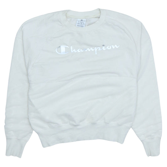 Champion Womens Ivory XS Pullover Sweatshirt with Logo Embroidery