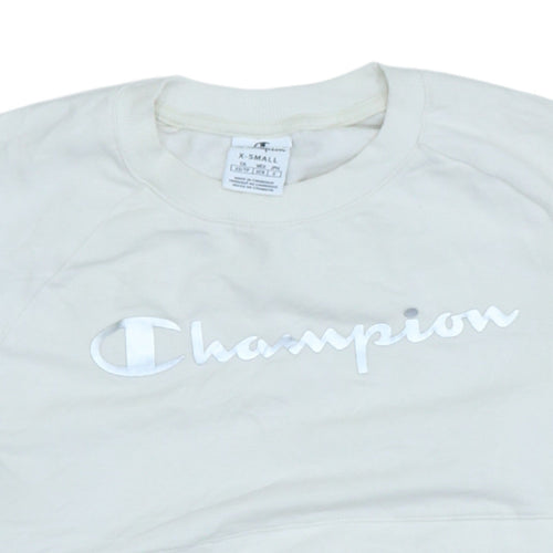Champion Womens Ivory XS Pullover Sweatshirt with Logo Embroidery