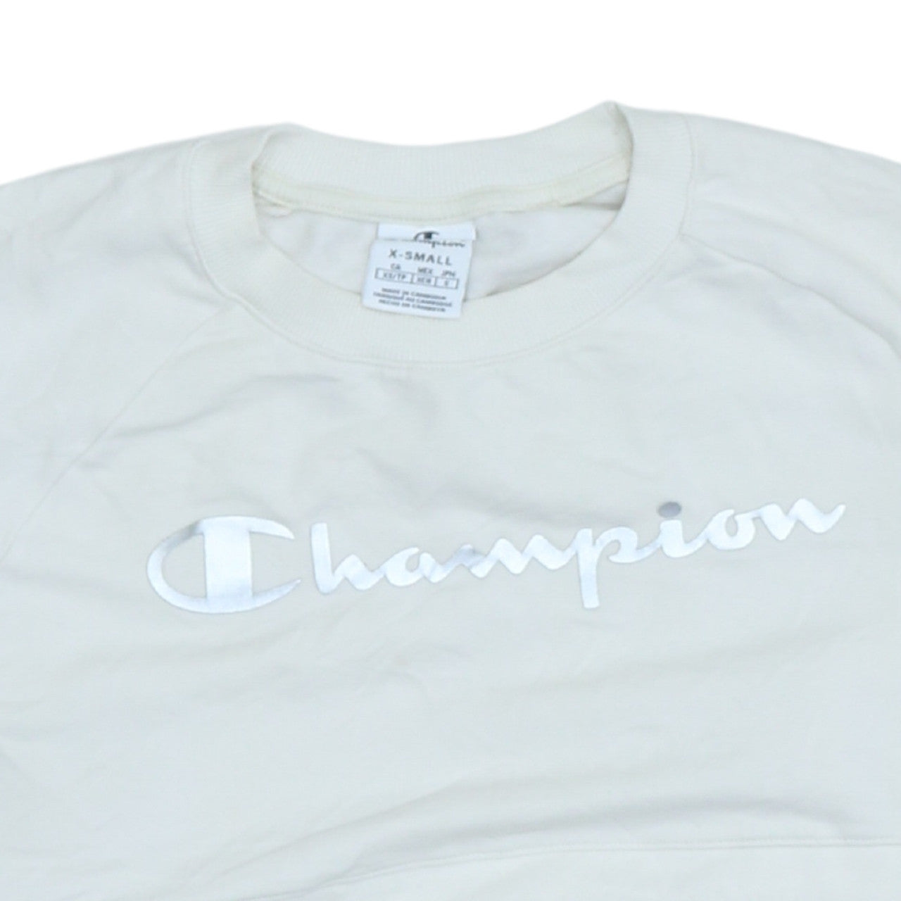Champion Womens Ivory XS Pullover Sweatshirt with Logo Embroidery