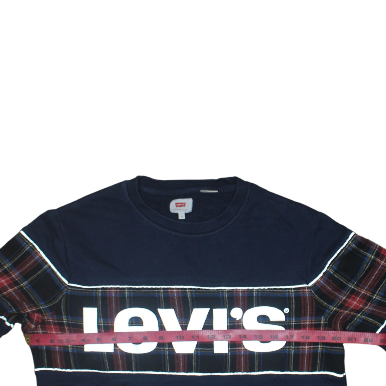 Levi's Men's Blue Plaid Logo Pullover Sweatshirt Size S