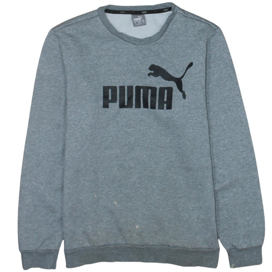 Puma Men's Grey Crew Neck Logo Pullover Sweatshirt Size M