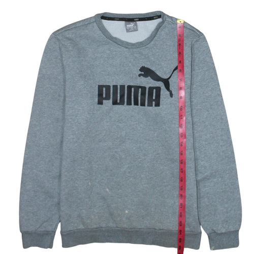 Puma Men's Grey Crew Neck Logo Pullover Sweatshirt Size M