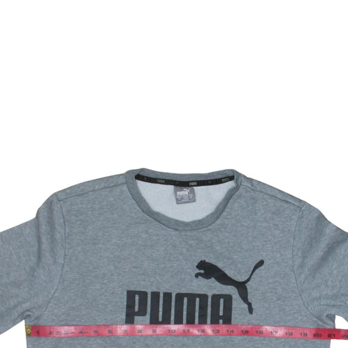 Puma Men's Grey Crew Neck Logo Pullover Sweatshirt Size M