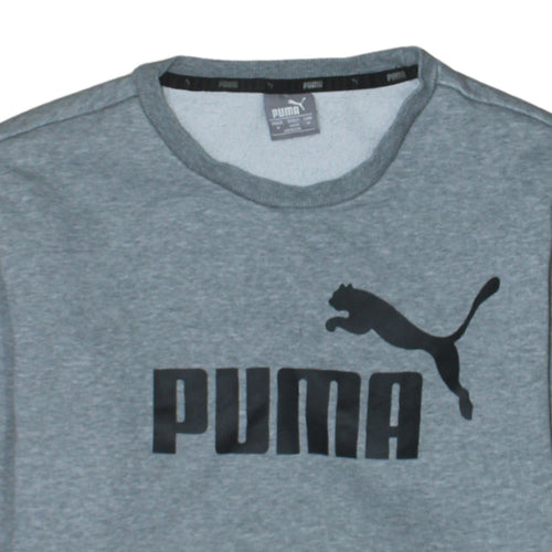 Puma Men's Grey Crew Neck Logo Pullover Sweatshirt Size M