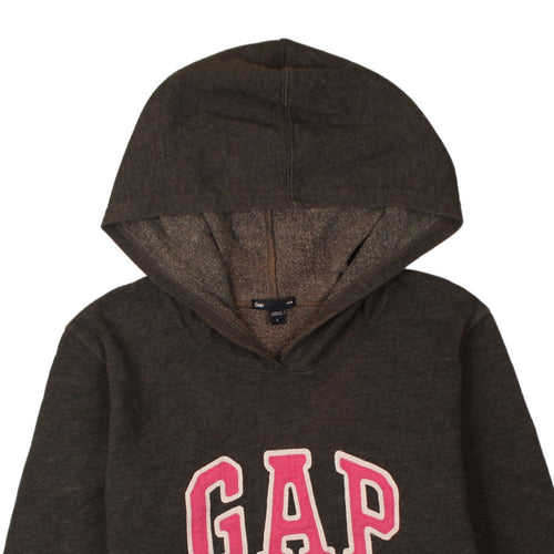 GAP Womens Brown Pullover Hoodie L Logo Cotton Blend Casual