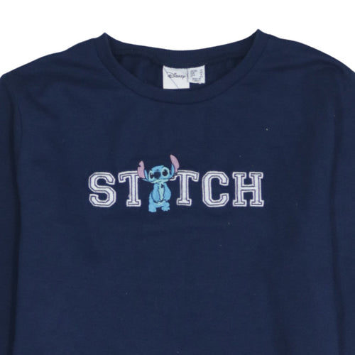 Disney Primark Women Navy Stitch Sweatshirt UK 12 Cotton Pullover