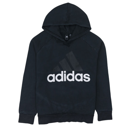Adidas Womens Black 2XL Pullover Hoodie with Logo Print