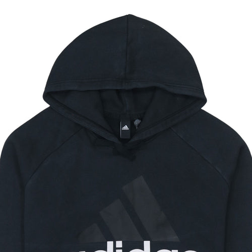 Adidas Womens Black 2XL Pullover Hoodie with Logo Print