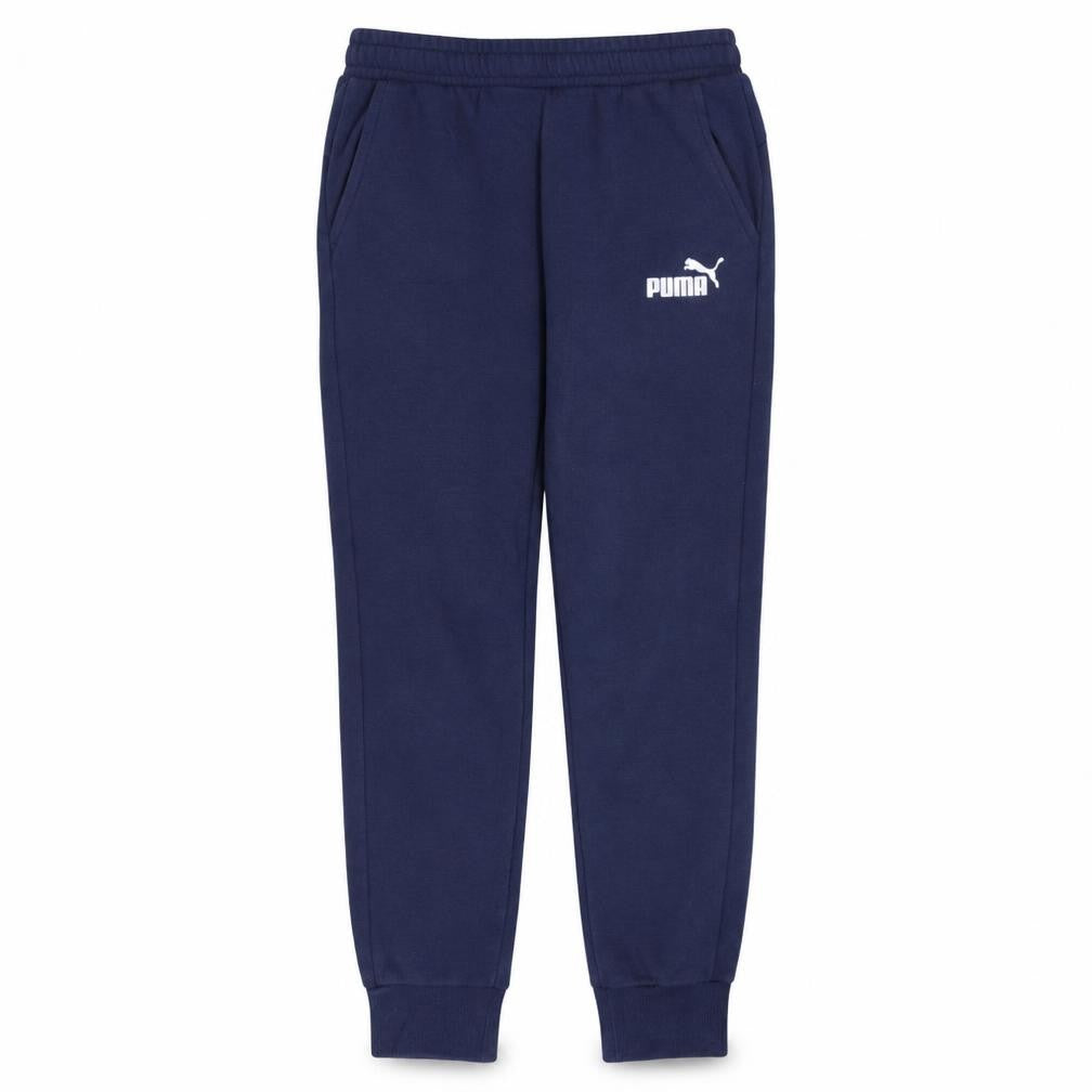 Front view of Puma Men's Blue Jogger Sweatpants, size M, Comfortable Tapered Fit