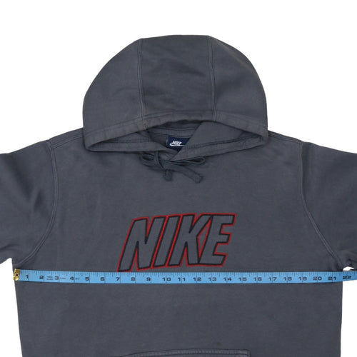 Nike Men’s Grey Pullover Hoodie M Embroidered Logo Fleece Sweatshirt