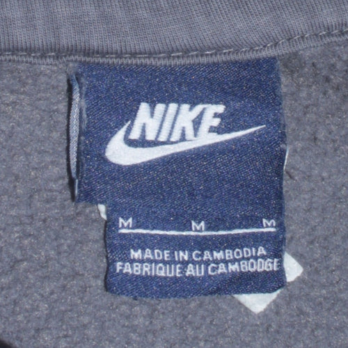 Nike Men’s Grey Pullover Hoodie M Embroidered Logo Fleece Sweatshirt