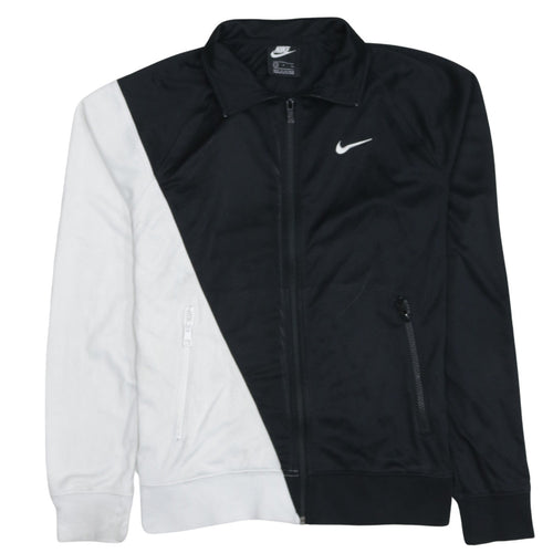Nike Men's Black and White Full Zip Sweatshirt Small