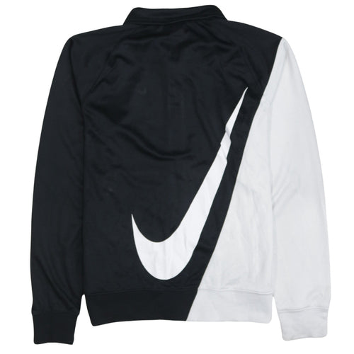 Nike Men's Black and White Full Zip Sweatshirt Small