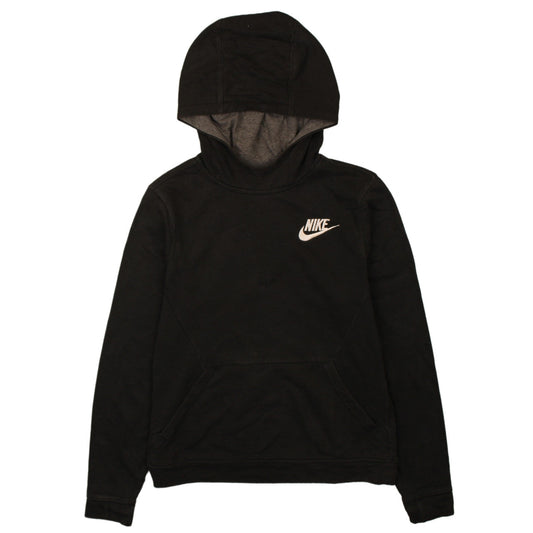 Nike Boys Black Pullover Hoodie L Logo Print Cotton Blend Sweatshirt
