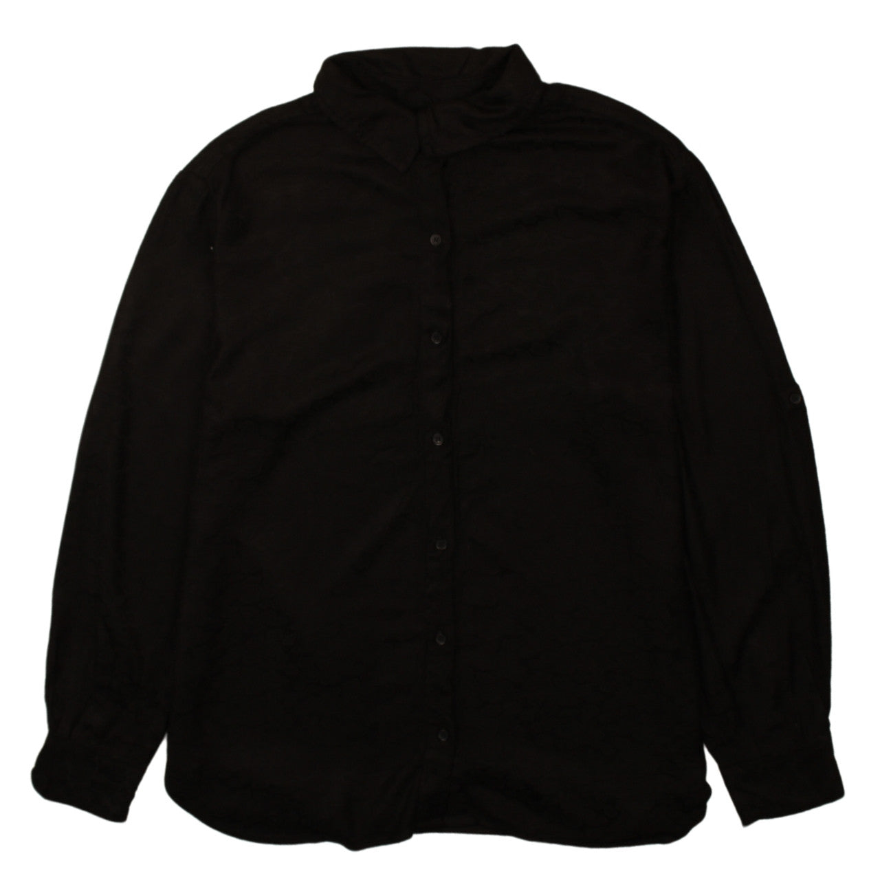 WE Women Black Cotton Button-Up Long Sleeve Shirt M