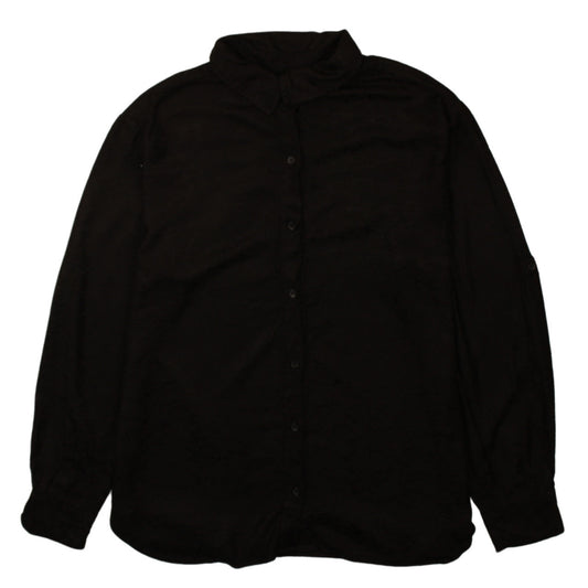 WE Women Black Cotton Button-Up Long Sleeve Shirt M
