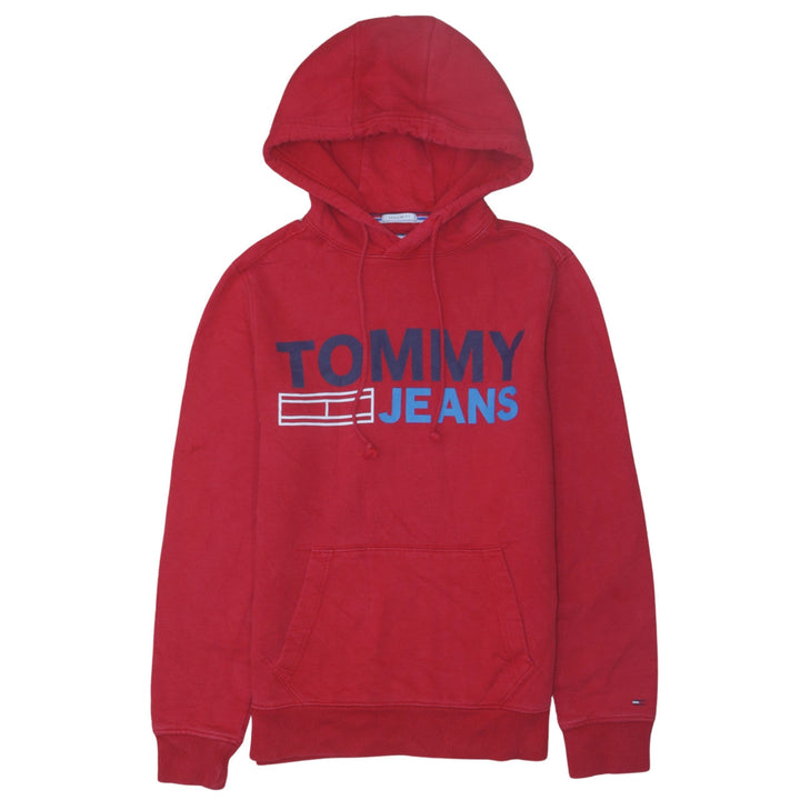 Tommy Jeans Men's Red Pullover Hoodie XS Regular Fit Logo Graphic