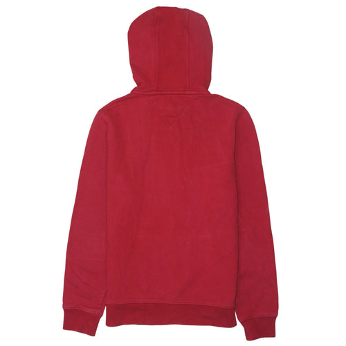 Tommy Jeans Men's Red Pullover Hoodie XS Regular Fit Logo Graphic