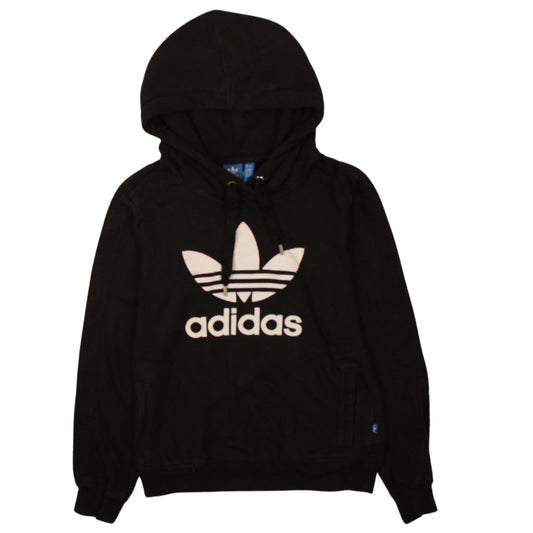 Adidas Womens Black UK 10 Pullover Hoodie with Logo Print