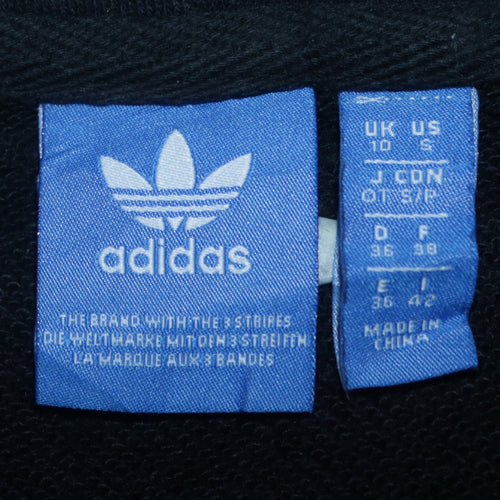 Adidas Womens Black UK 10 Pullover Hoodie with Logo Print