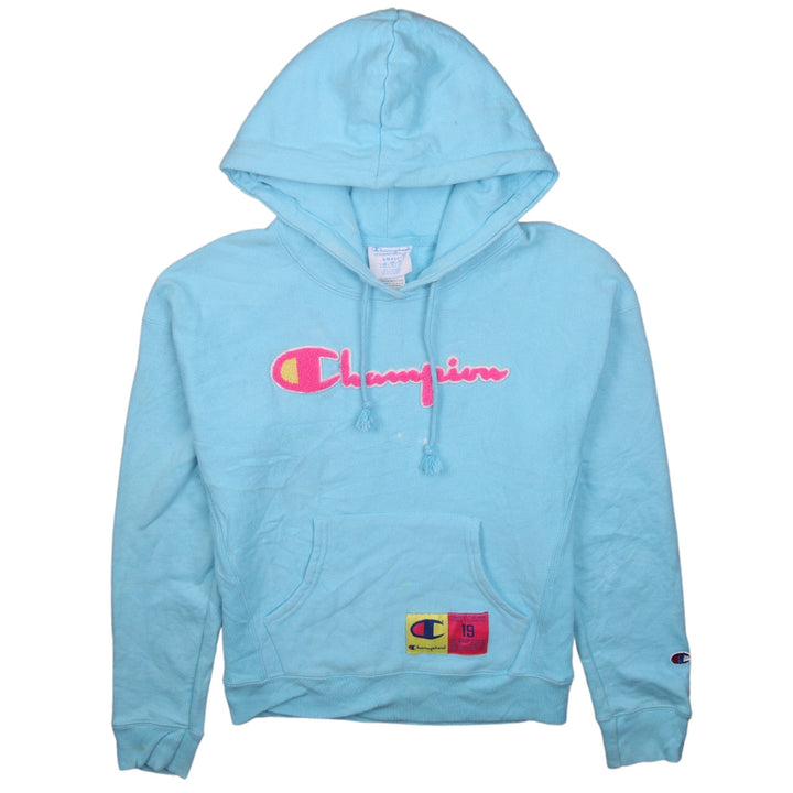 Champion Womens Blue Small Pullover Hoodie Reverse Weave Cotton Blend