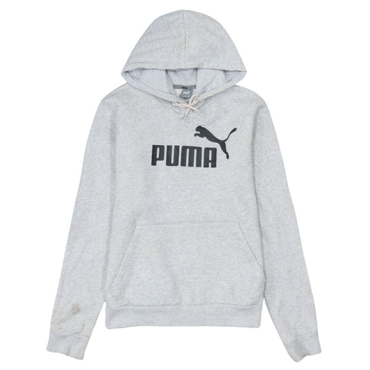 Puma Womens Grey Hoodie L Pullover Logo Hooded Sweatshirt