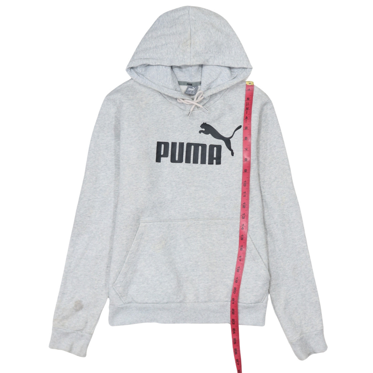 Puma Womens Grey Hoodie L Pullover Logo Hooded Sweatshirt