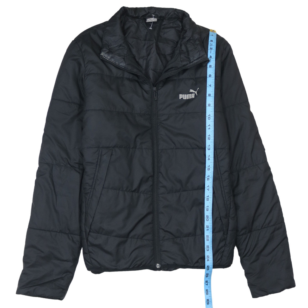 Puma Boys Black Puffer Jacket Size 15-16 Years Winter Warm Zip Coat
