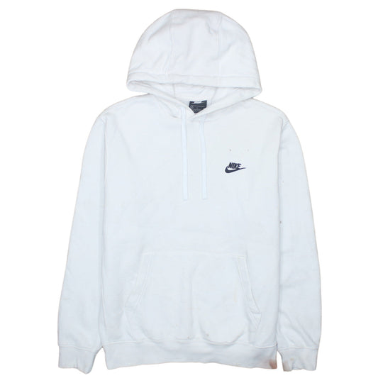 Nike Men's White Pullover Hoodie Medium Cotton Fleece Sportswear