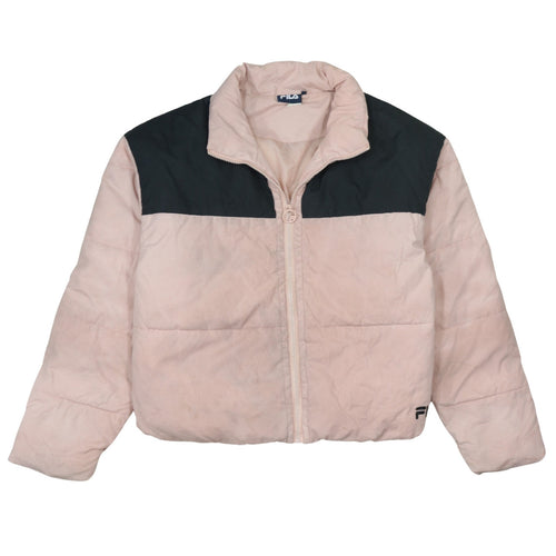 Fila Women Pink Puffer Jacket Size M Full Zip Winter Coat