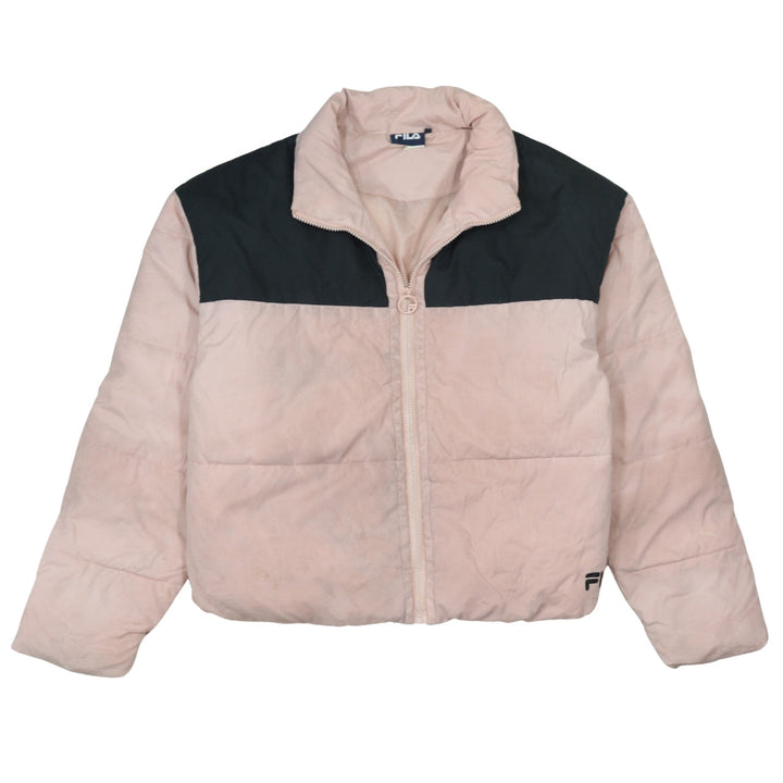 Fila Women Pink Puffer Jacket Size M Full Zip Winter Coat