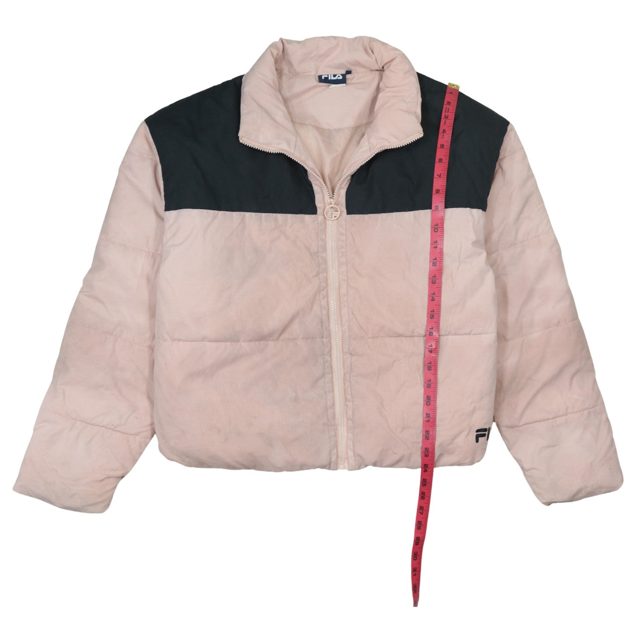 Fila Women Pink Puffer Jacket Size M Full Zip Winter Coat