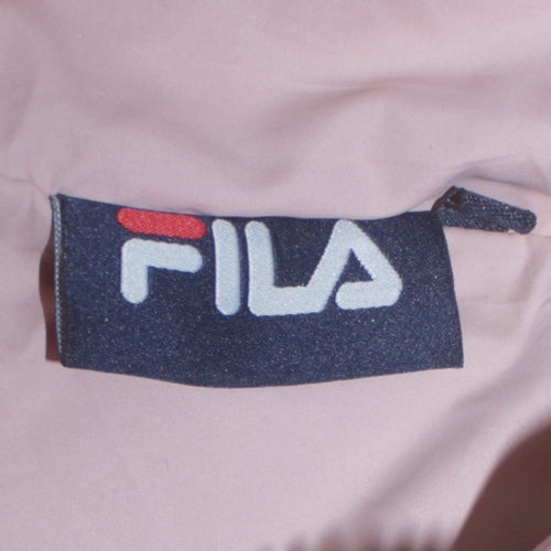 Fila Women Pink Puffer Jacket Size M Full Zip Winter Coat