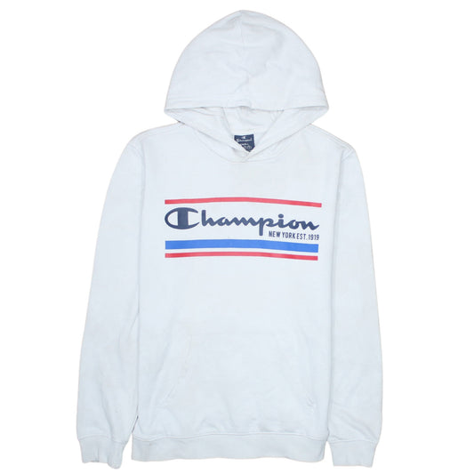 Champion White Small Womens Hoodie Pullover Cotton Blend Logo Print