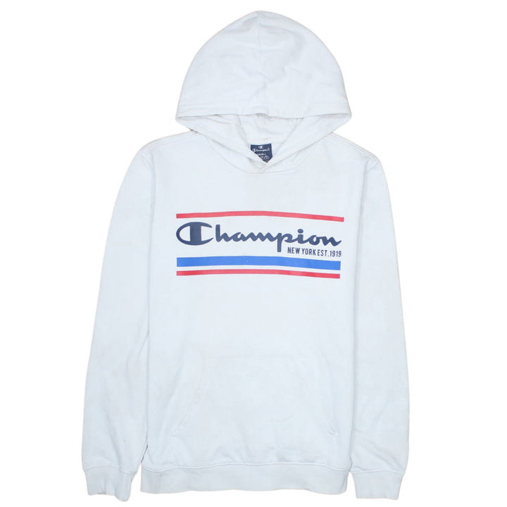 Champion White Small Womens Hoodie Pullover Cotton Blend Logo Print