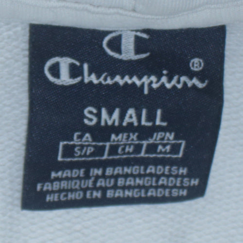 Champion White Small Womens Hoodie Pullover Cotton Blend Logo Print