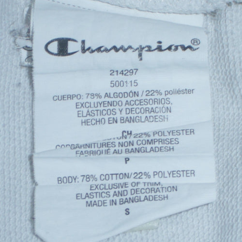 Champion White Small Womens Hoodie Pullover Cotton Blend Logo Print