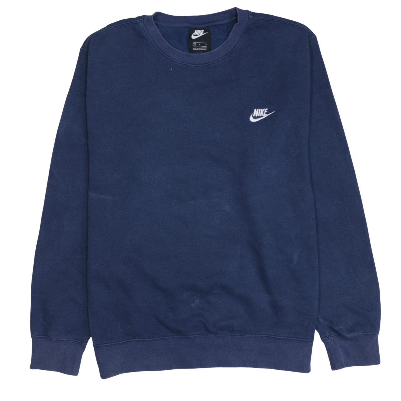 Nike Men's Blue L Fleece Pullover Sweatshirt Crew Neck Logo