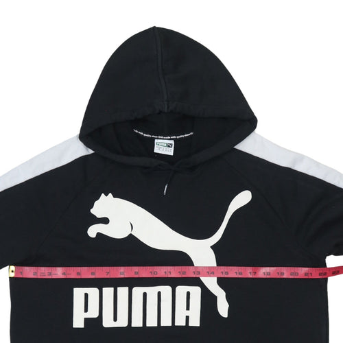 Puma Women's Black Logo Pullover Hoodie Size 14 Lined Cotton Blend