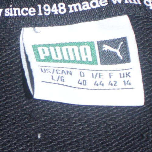 Puma Women's Black Logo Pullover Hoodie Size 14 Lined Cotton Blend